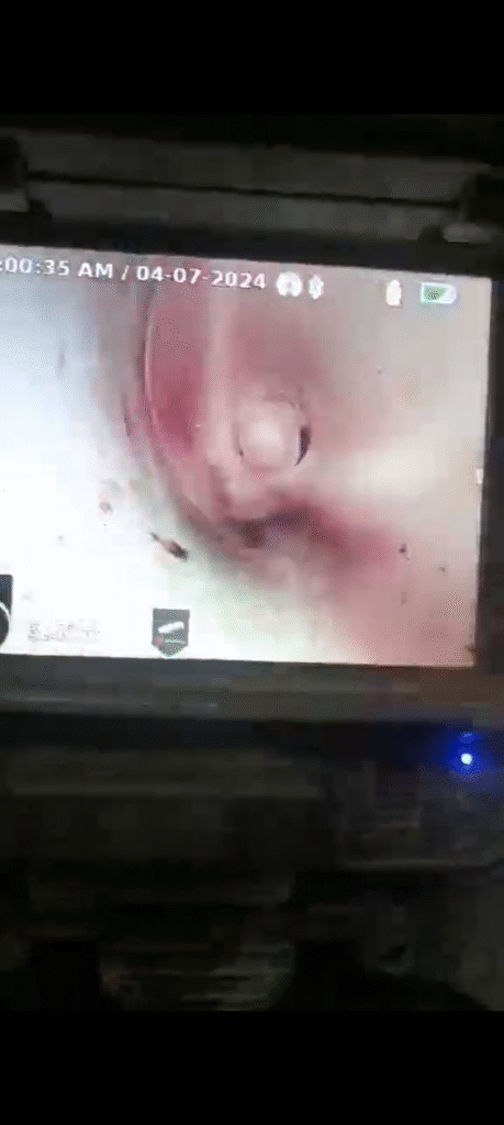 CCTV plumbing camera show the drainage after cleaning