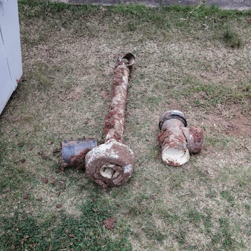 broken and blocked pipe